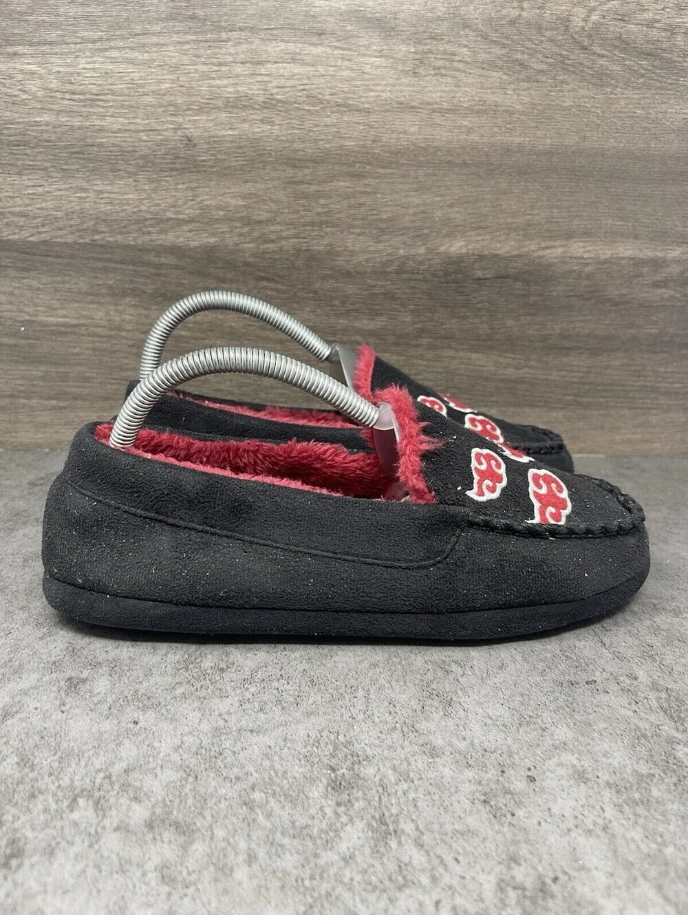 Natuto Shippuden Akatsuki Slippers Mens Size 7-8 Black Red Slip On Shoes